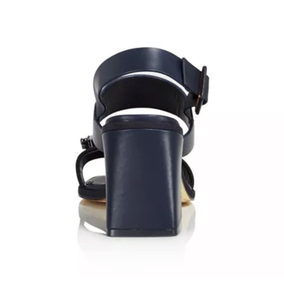 Tory Burch Navy Women's Delaney Embellished Leather Block Heel Sandals - Picture 5 of 16